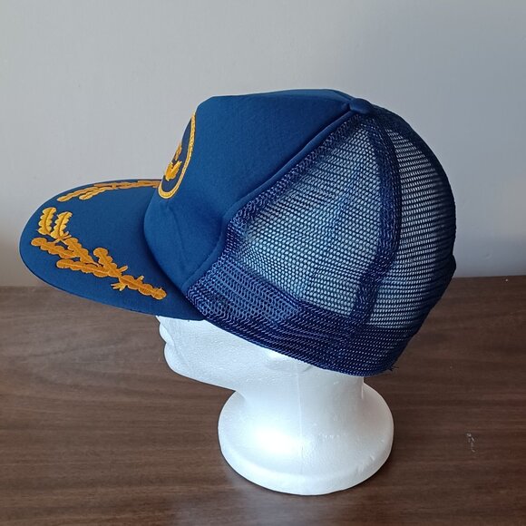 Vintage 1980s Made in Taiwan Bahamas Embroidered Blue Trucker Hat Snapback Cap - Picture 5 of 12